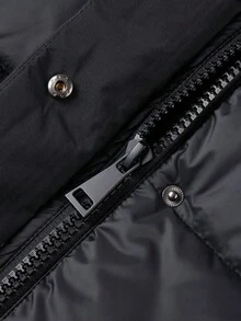 Risissida Up With Our Women's Minimalist Hooded Padded Coat - Perfect Puffer Jacket For Autumn/Winter With Convenient Pockets! - Black - View 7