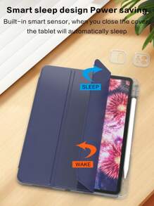 透明平板电脑保护套兼容 Ipad Pro 12.9 兼容 Ipad 7/8/9th 10.2 第 10 代 Air 4 5 10.9 Pro 11 4/5/6th 9.7 5th 6th Mini 6 保护套带三折保护套带亚克力后壳和铅笔架 - 深藍色 - 查看 4