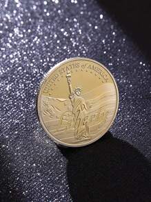 1pc Statue Of Liberty Commemorative Coin, Metal Relief Commemorative Medallion Lucky Coin, Halloween, Thanksgiving And Christmas Gifts