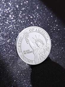 1pc Statue Of Liberty Commemorative Coin, Metal Relief Commemorative Medallion Lucky Coin, Halloween, Thanksgiving And Christmas Gifts