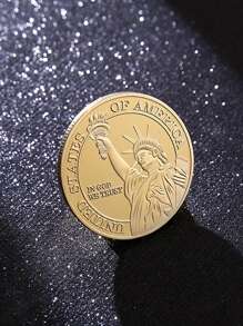1pc Statue Of Liberty Commemorative Coin, Metal Relief Commemorative Medallion Lucky Coin, Halloween, Thanksgiving And Christmas Gifts