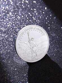 1pc Statue Of Liberty Commemorative Coin, Metal Relief Commemorative Medallion Lucky Coin, Halloween, Thanksgiving And Christmas Gifts