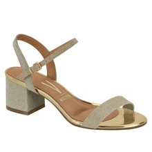Vizzano Women's Sandals With Thick Block Heel Comfort Glitter Rhinestone Shine - Gold - View 2