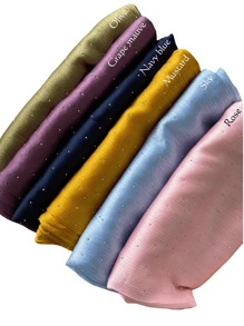 1 Piece Ladies High Quality Solid Color Soft Shimmer Diamond Crepe Crinkle Satin Silk Hijab Scarf Plain Glitter Shiny Muslim Tudung Shawl