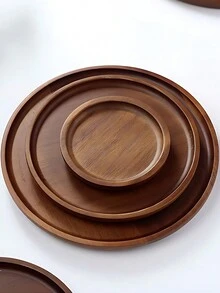 1 khay gỗ tròn, phong cách Nhật Bản, thích hợp để đựng đồ ăn nhẹ tại nhà, trái cây hoặc đồ trang trí làm quà tặng Giáng sinh - Nhiều màu - Xem 1