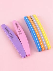 5pcs Double-Sided Nail Files With Flexible Foam Blocks And Half-Moon Shaped Buffing Blocks Manicure Tool Set - Multicolor - View 2