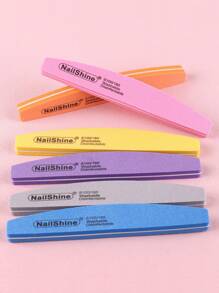 5pcs Double-Sided Nail Files With Flexible Foam Blocks And Half-Moon Shaped Buffing Blocks Manicure Tool Set - Multicolor - View 3