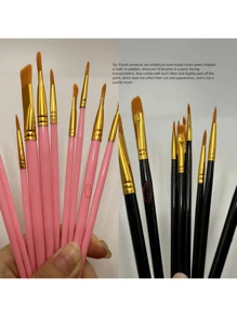 60pcs/10pcs Plastic Handle 10pcs Oil Painting Brush Set, Painting Watercolor Hand-Painted Fine Art Brush Set