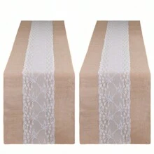 1pc Decorative Lace Linen Tablecloth, Farmhouse Style, 30 X 275cm, Suitable For Daily Meals, Weddings, Parties And Holiday Home Decor - Middle Lace Table Runner - View 8