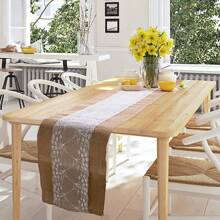 1pc Decorative Lace Linen Tablecloth, Farmhouse Style, 30 X 275cm, Suitable For Daily Meals, Weddings, Parties And Holiday Home Decor - Middle Lace Table Runner - View 5