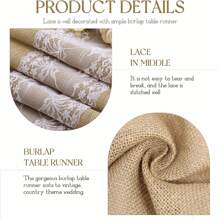 1pc Decorative Lace Linen Tablecloth, Farmhouse Style, 30 X 275cm, Suitable For Daily Meals, Weddings, Parties And Holiday Home Decor - Middle Lace Table Runner - View 7