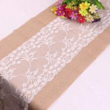 1pc Decorative Lace Linen Tablecloth, Farmhouse Style, 30 X 275cm, Suitable For Daily Meals, Weddings, Parties And Holiday Home Decor - Middle Lace Table Runner - View 10