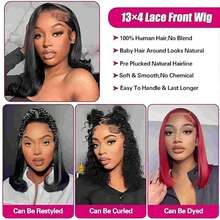 Eulisi Wear And Go 13x4 Transparent Lace Glueless Bob Wig Human Hair Short Straight Frontal Bob Wigs For Black Women Human Hair Pre Plucked With Baby Hair Side Part 200% Density 14 Inch Natural Black Color