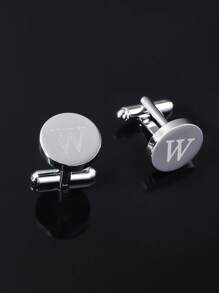1 paire Boutons De Manchette De Simple Et À La Mode Pour Homme laser 26 Alphabet Anglais