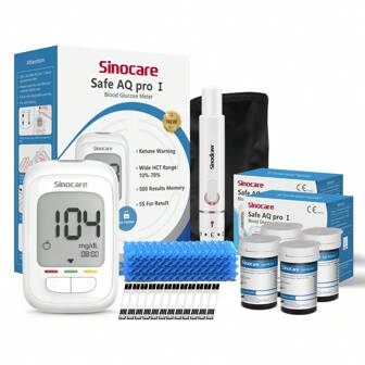  Sinocare AQ PRO I Diabetes Testing Kit Blood Glucose Monitor With 100 Test Strips Fullset In Mg/DL