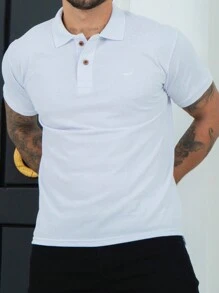 Men's Short Sleeve Piquet Polo Shirt - 白色 - 查看 1