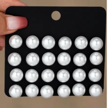 24pcs Set Pure White Pearl Classic Stud Earrings - Pearl Earrings - View 9