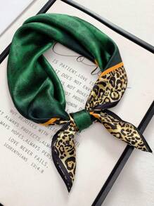 1pc Satin Simple Printed Small Square Bandana Scarf, Classic Elegant Decor Neckerchief, Fashion Accessory - Multicolor - View 2