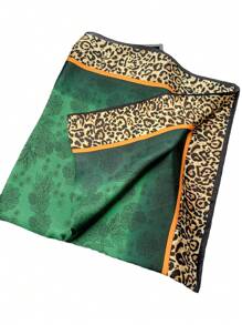 1pc Satin Simple Printed Small Square Bandana Scarf, Classic Elegant Decor Neckerchief, Fashion Accessory - Multicolor - View 5