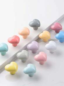 1pc Ceramic Heart Shaped Cabinet Handle, Cute Cartoon Design Drawer Pull For Kids Wardrobe - Multicolor - View 2