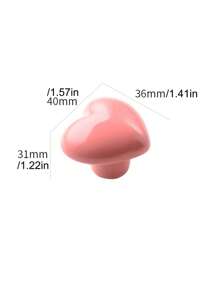 1pc Ceramic Heart Shaped Cabinet Handle, Cute Cartoon Design Drawer Pull For Kids Wardrobe - Multicolor - View 4