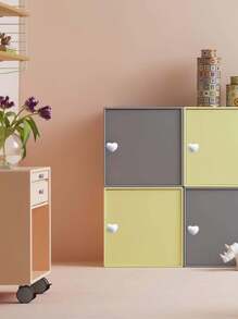 1pc Ceramic Heart Shaped Cabinet Handle, Cute Cartoon Design Drawer Pull For Kids Wardrobe - Multicolor - View 3