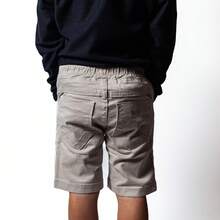 Men's Beige Twill Bermuda Shorts With Elastic And Drawstring Waist - Màu be - Xem 3