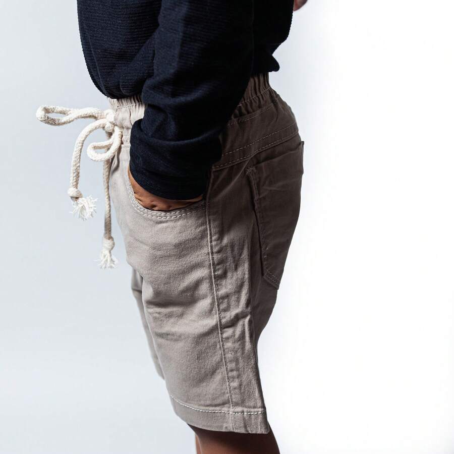 Men's Beige Twill Bermuda Shorts With Elastic And Drawstring Waist - Màu be - Xem 1