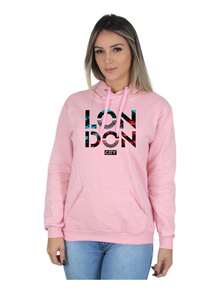 Women's Casual Sweatshirt Kangaroo Cold Weather Top London City - 玫瑰紅 - 查看 1