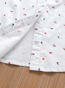 年轻女孩长袖碎花公主衬衫 - 白色 - 查看 6