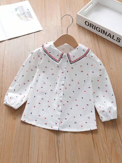 年轻女孩长袖碎花公主衬衫