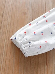 年轻女孩长袖碎花公主衬衫 - 白色 - 查看 4