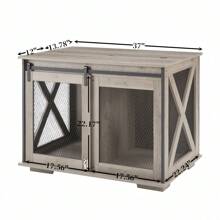 Farmhouse Dog Crate Crate Furniture With Removable Dividers For Indoor Use, Grey - 灰色的 - 查看 2