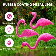SYNCFUN 3 Pack Large Pink Flamingo Yard Decorations, Medium Plastic Lawn Flamingos Ornament Stakes, Flamingo Party Decor With Rubber Coating Metal Legs For Yard, Garden, Luau Party Gift (11in X 20in) - 粉色 - 查看 5