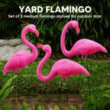 SYNCFUN 3 Pack Large Pink Flamingo Yard Decorations, Medium Plastic Lawn Flamingos Ornament Stakes, Flamingo Party Decor With Rubber Coating Metal Legs For Yard, Garden, Luau Party Gift (11in X 20in) - 粉色 - 查看 4
