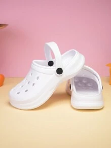 Dép lê trẻ em màu trơn, đế EVA chống trượt, kiểu dáng thường ngày, dép đi biển đế dày mềm mại thoải mái, dép khoét lỗ, dép thể thao. - trắng - Xem 4