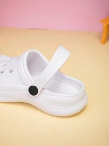 Dép lê trẻ em màu trơn, đế EVA chống trượt, kiểu dáng thường ngày, dép đi biển đế dày mềm mại thoải mái, dép khoét lỗ, dép thể thao. - trắng - Xem 6