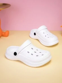 Dép lê trẻ em màu trơn, đế EVA chống trượt, kiểu dáng thường ngày, dép đi biển đế dày mềm mại thoải mái, dép khoét lỗ, dép thể thao. - trắng - Xem 3