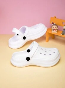 Dép lê trẻ em màu trơn, đế EVA chống trượt, kiểu dáng thường ngày, dép đi biển đế dày mềm mại thoải mái, dép khoét lỗ, dép thể thao. - trắng - Xem 1
