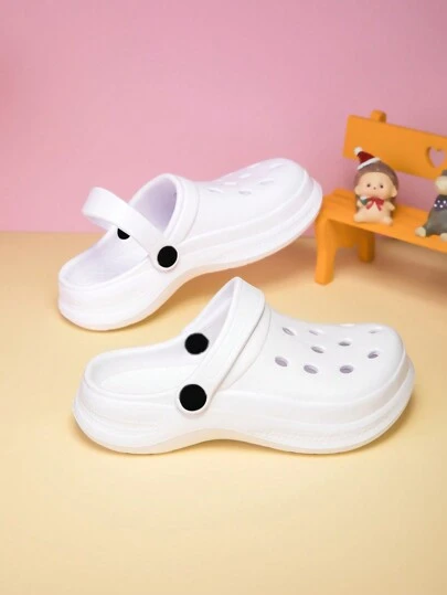 Kids' Solid Color All Season Waterproof Slip-On Beach Sandals, Anti-Skid EVA Casual Comfortable Thick-Sole Breathable Slippers