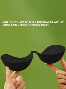 5cm Thick Skin-Colored Adhesive Push-Up Invisible Bra Cups/Pads For Women, Summer Backless/Strapless Occasions - Black - View 2