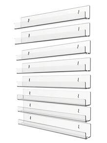 8pcs 12-Inch Clear Acrylic Nail Polish Rack, Wall-Mounted Nail Polish Storage Box And Display Shelf - Clear - View 3