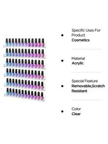 8pcs 12-Inch Clear Acrylic Nail Polish Rack, Wall-Mounted Nail Polish Storage Box And Display Shelf - Clear - View 6