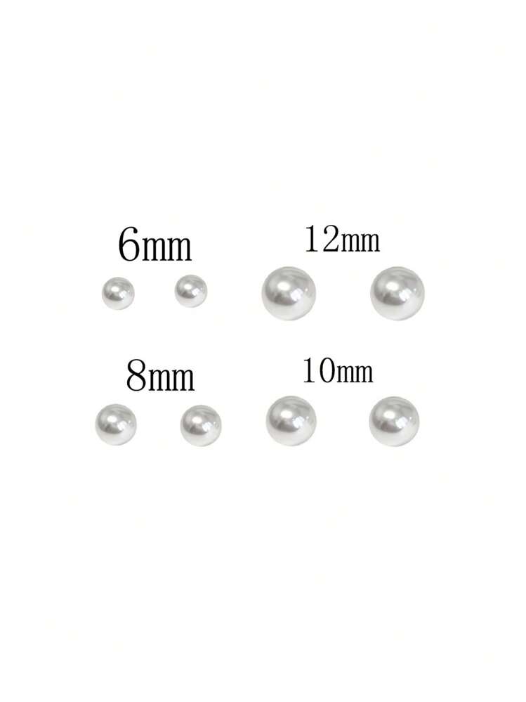 1 par de clips de oreja sin perforación magnéticos indoloros para mujer - Blanco - Añade 6