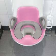 VA-Cerulean Children's Toilet Seat, Toilet Seat For Children 1-8 Years, Toilet Trainer With Anti-Slip Padding, Handle, Backrest And Splash Guard, White / Pink / Blue - Pink - View 2