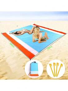 大号格子沙滩垫，便携式野餐垫，适合海滩、露营、野餐等户外活动 - 彩色 - 查看 6