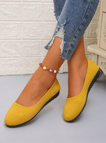 Nouvelles mocassins décontractés, confortables et pratiques pour femmes 2024, disponibles en jaune, bleu, kaki, gris, noir. Chaussures légères et souples pour infirmières/mamans, basses et respirantes pour le travail/l'école - Jaune citron - Voir 1