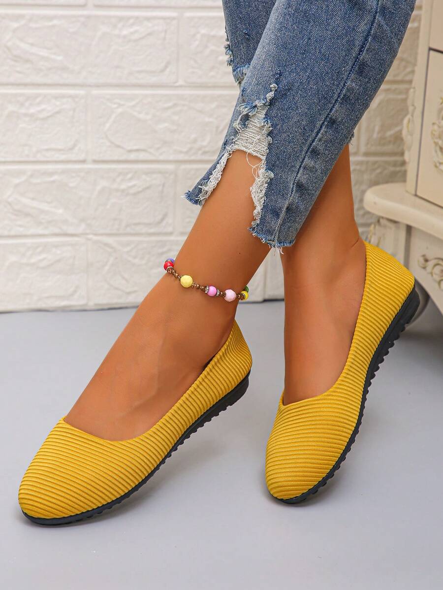 Nouvelles mocassins décontractés, confortables et pratiques pour femmes 2024, disponibles en jaune, bleu, kaki, gris, noir. Chaussures légères et souples pour infirmières/mamans, basses et respirantes pour le travail/l'école - Jaune citron - Voir 1