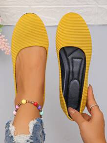 Nouvelles mocassins décontractés, confortables et pratiques pour femmes 2024, disponibles en jaune, bleu, kaki, gris, noir. Chaussures légères et souples pour infirmières/mamans, basses et respirantes pour le travail/l'école - Jaune citron - Voir 3