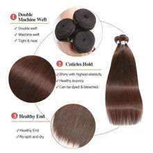 BINF 1/3Pieces Wholesale 10-30 Inch Chocolate Brown #4 Bone Straight Human Hair Bundle Human Hair Bundles Brazilian Raw Hair Weave Extension Double Weft For Women - màu nâu - Xem 6